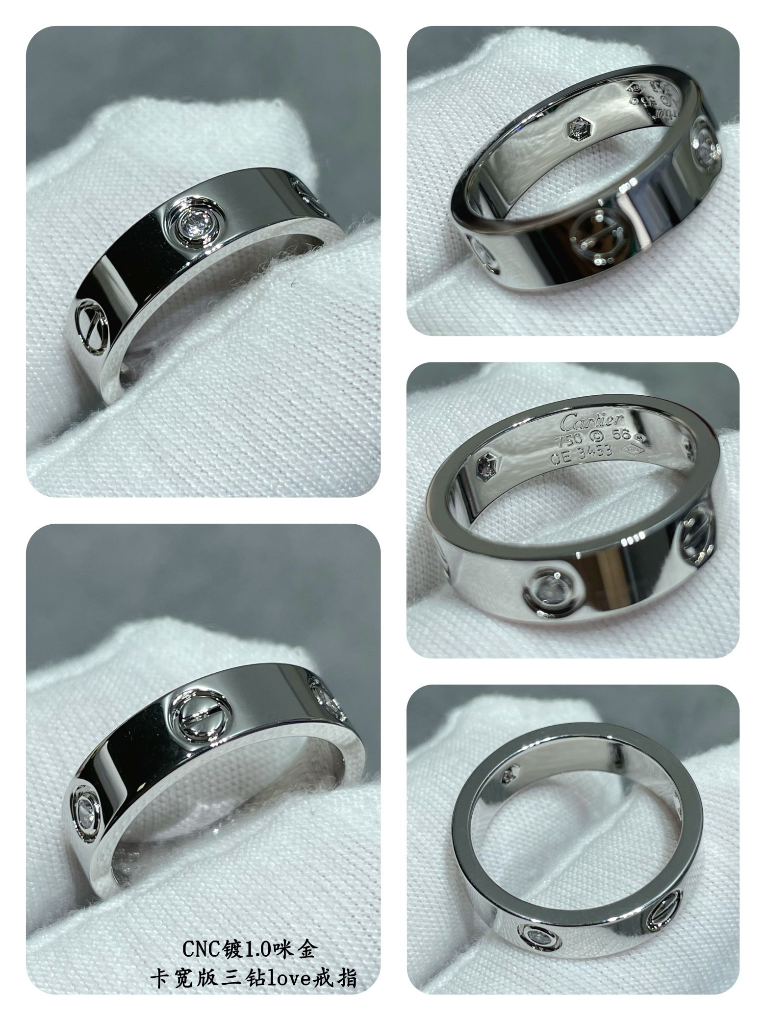 ca*t*er wide version three-Di*m*nd love ring