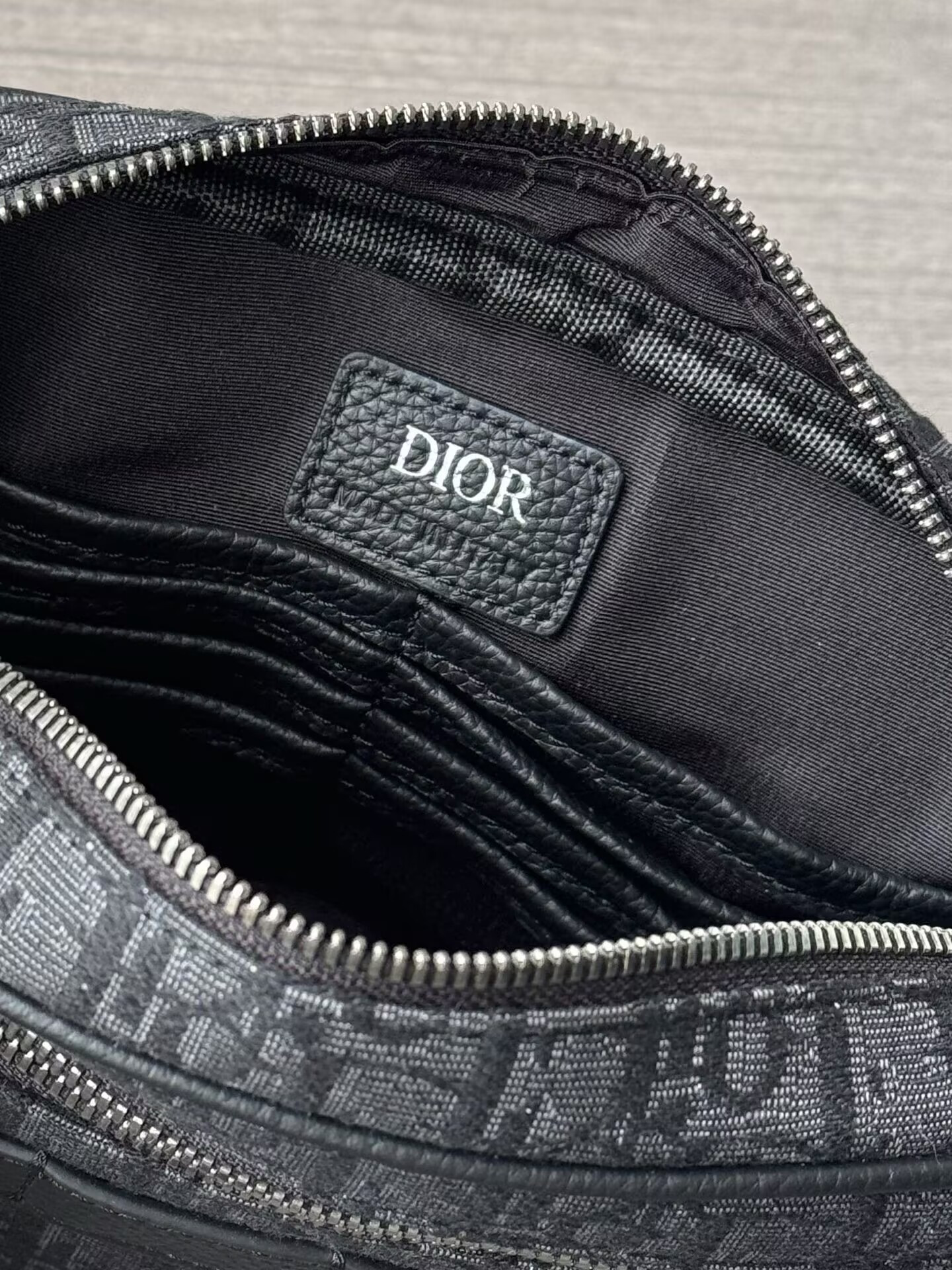 D*or safari bag with strap black D*or oblique jacquard 22x15x6cm