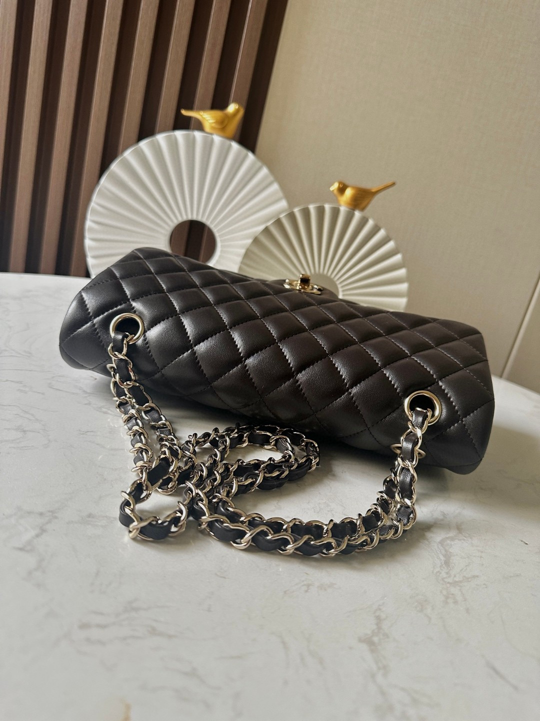 Ch*el classic handbag gold metal 15.5×25.5×6.5cm