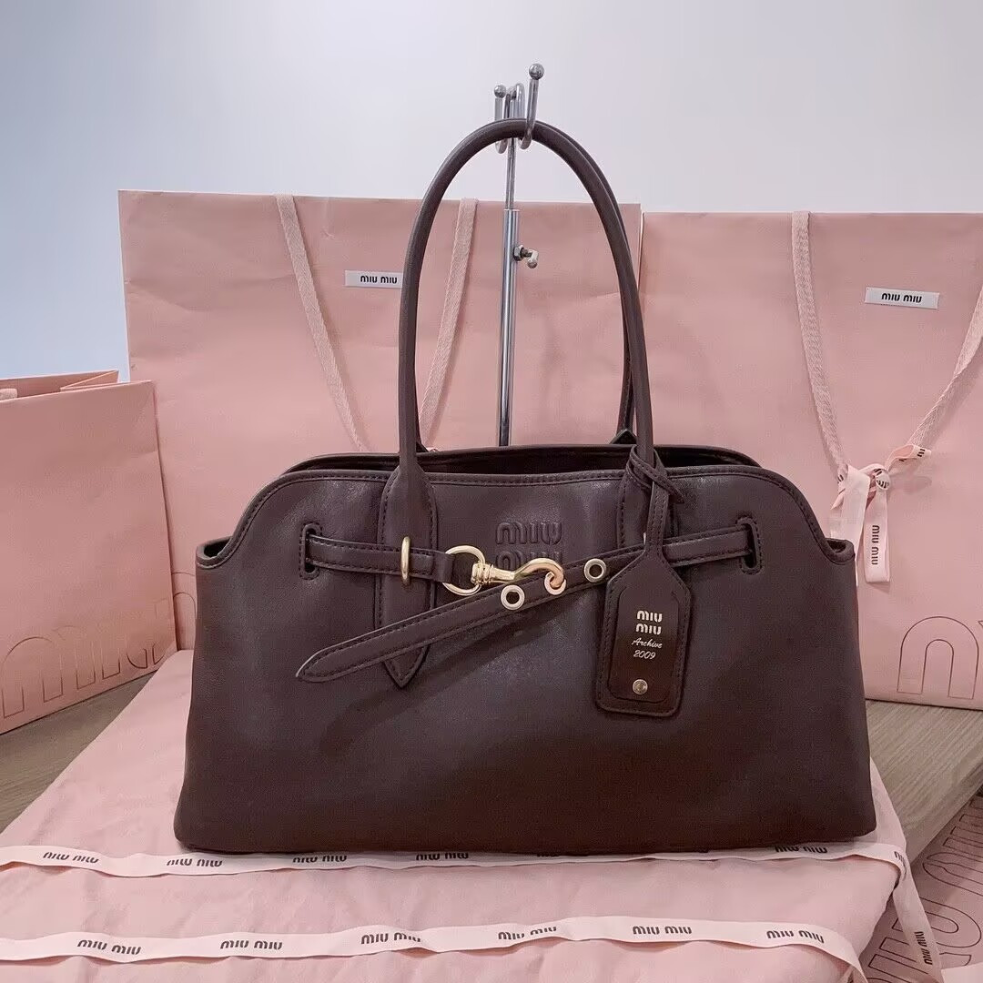 Miu Miu Aventure nappa leather bag 22.5x44x14.5cm