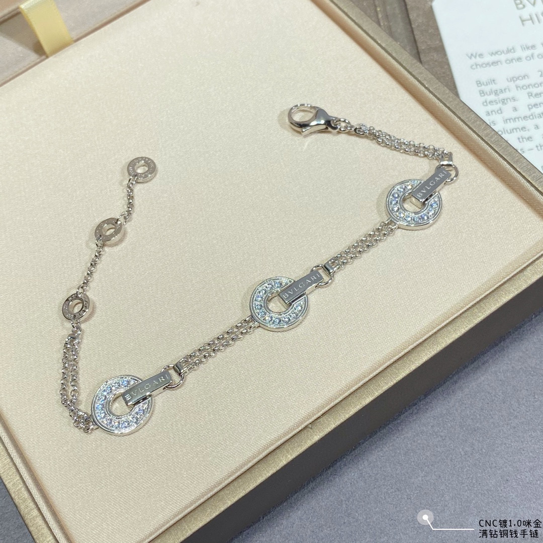 b*l*ai full Di*m*nd copper coin bracelet