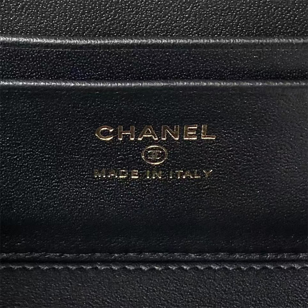 Ch*el walnut gold ball chain with makeup mirror lamb leather square box shoulder bag women