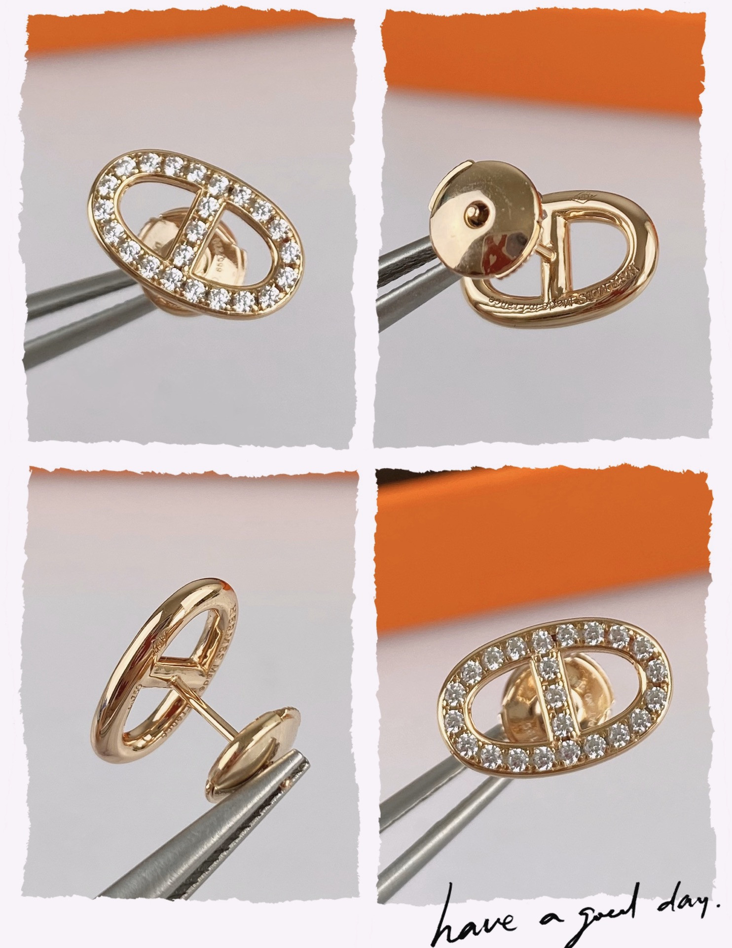 H**me5 fully di*m*nd-encrusted  h stud earrings