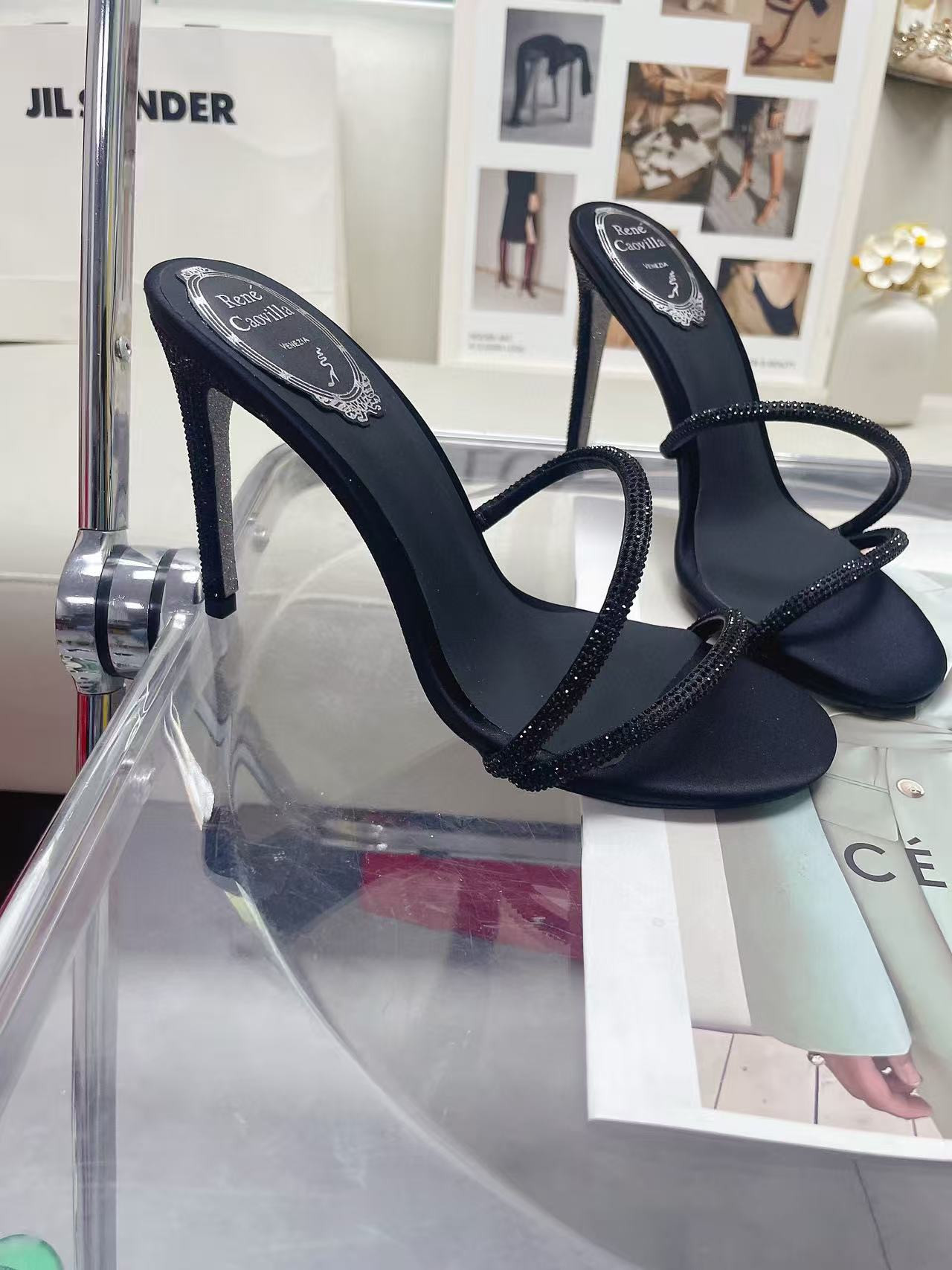 UA René Caovilla Open-toe Crystal-embellished Sandals 95mm