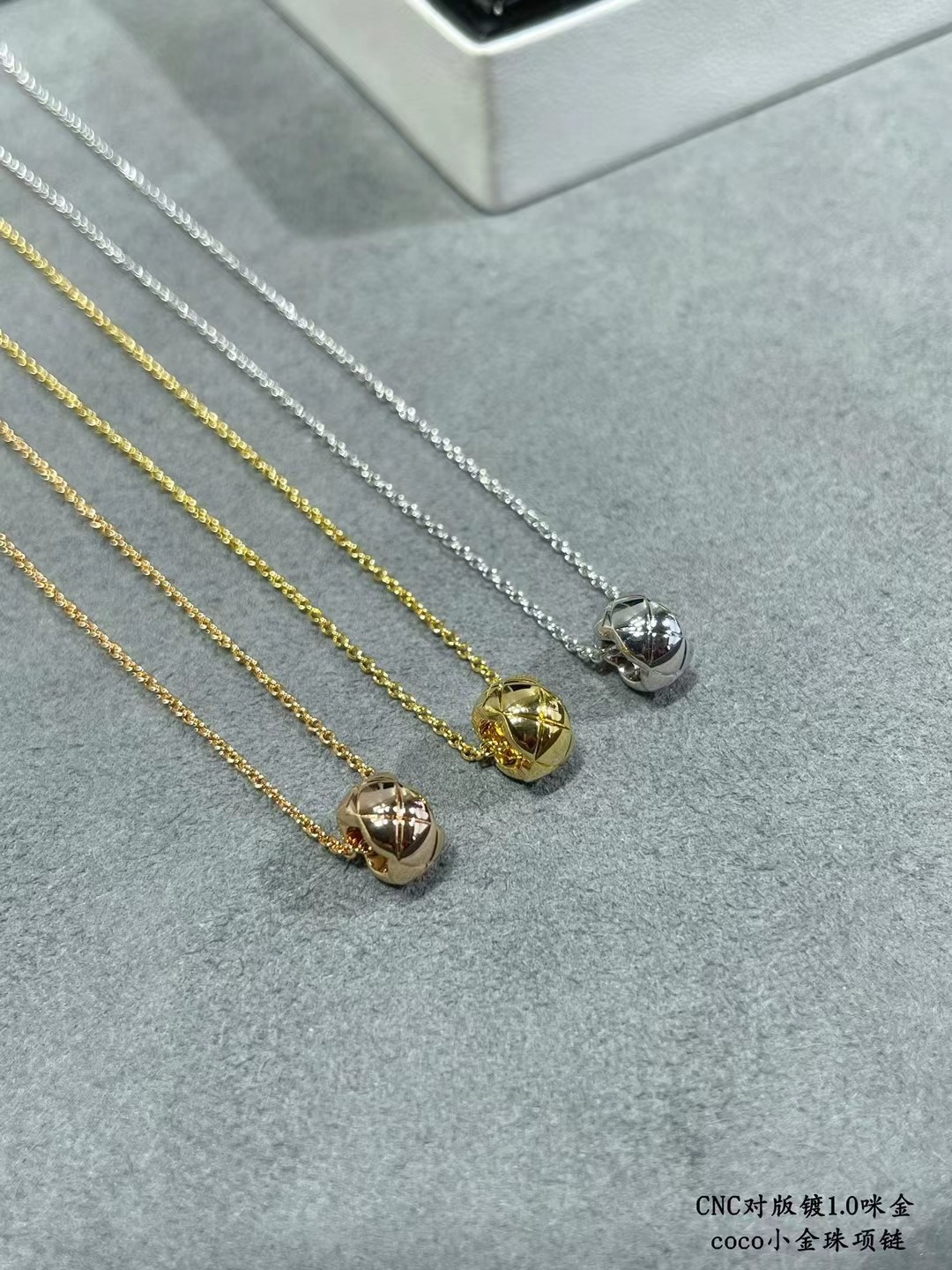 Ch*el small gold beads necklace