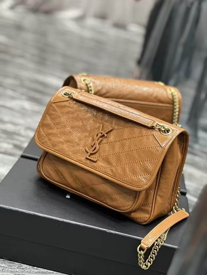 Y*L niki medium in vintage leather shiny 28x20x8.5cm