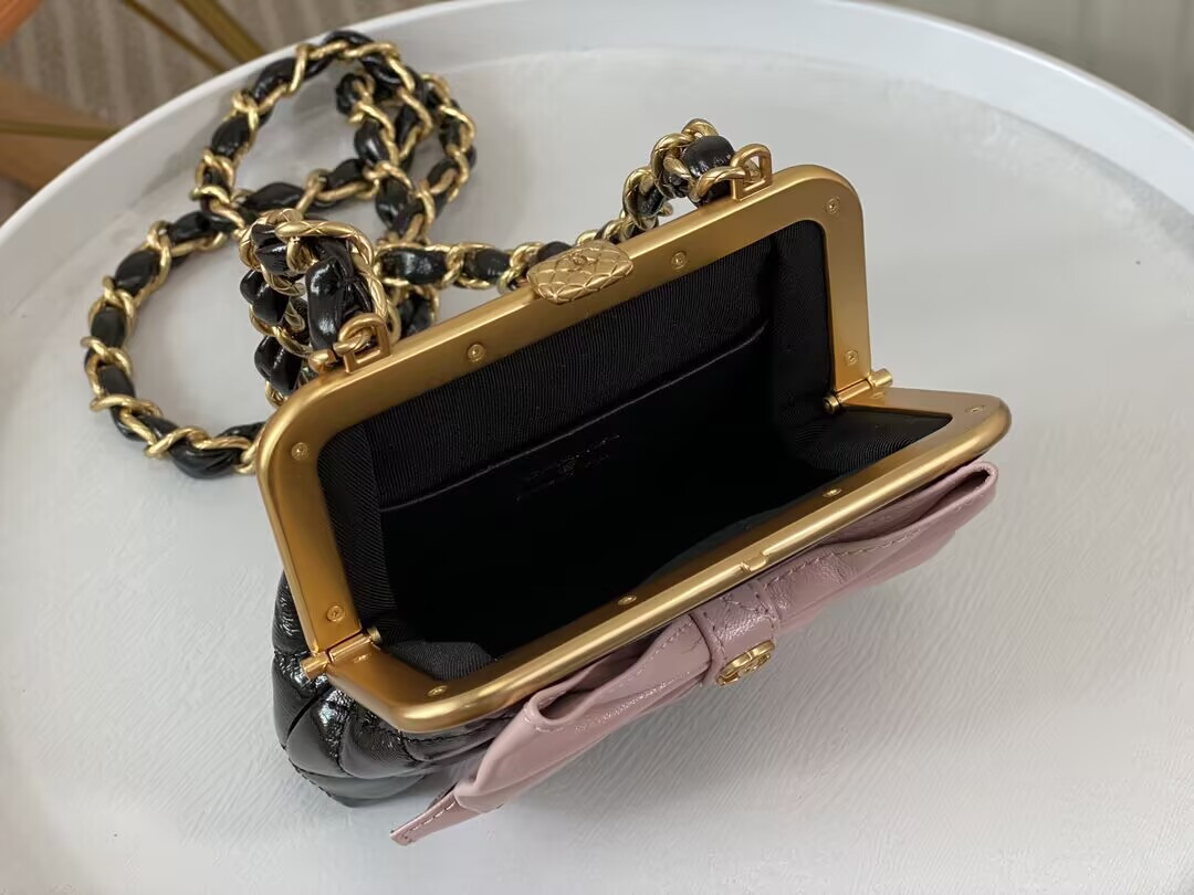 Ch*el clutch with chain 12 × 13 × 4 cm