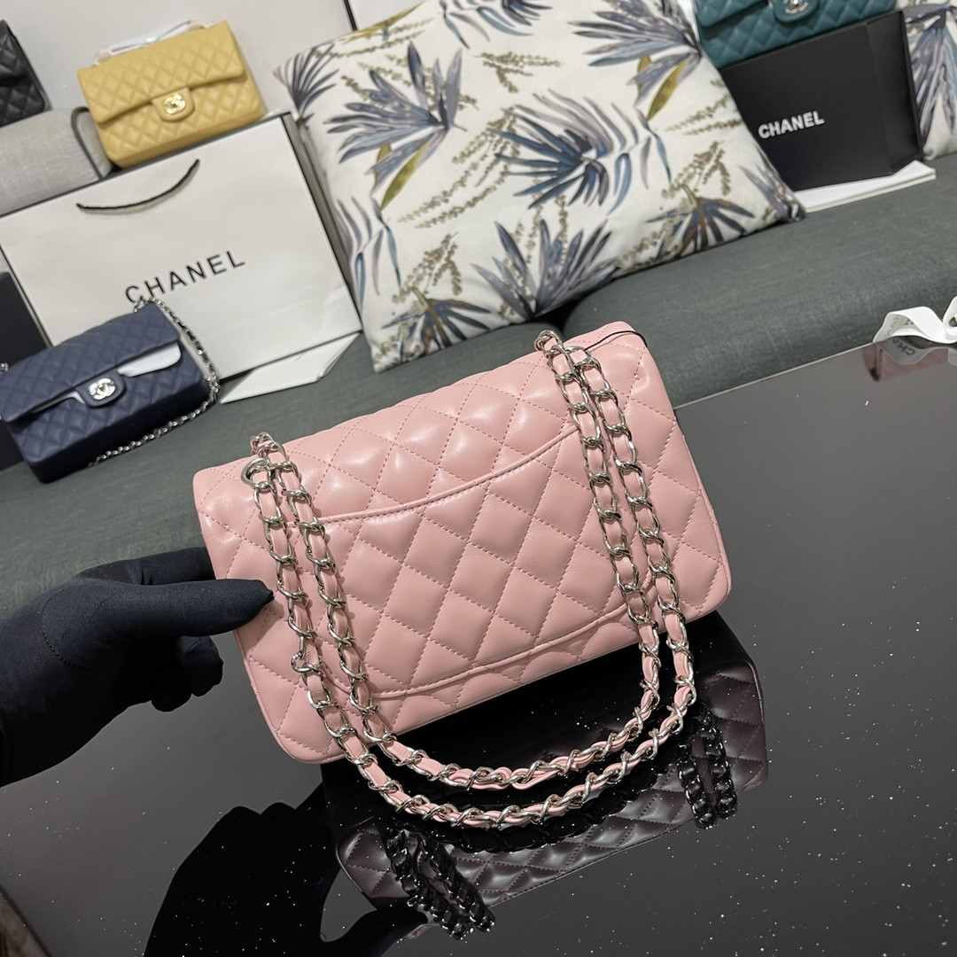 Ch*el small classic handbag lambskin pink 5.7 × 9 × 2.3 in