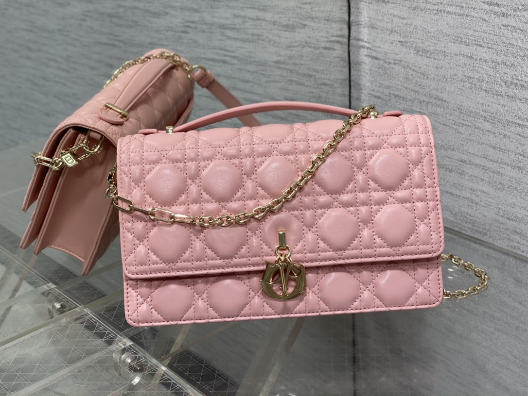 my D*or top handle bag melocoton pink 9.5 x 5.5 x 3 inches