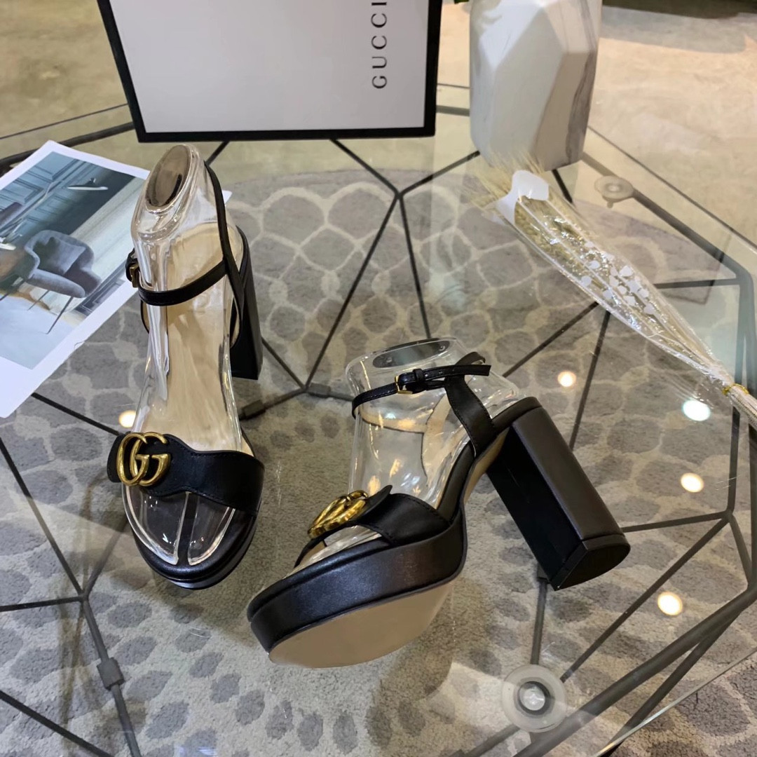 ua G*u*i leather high-heel sandal