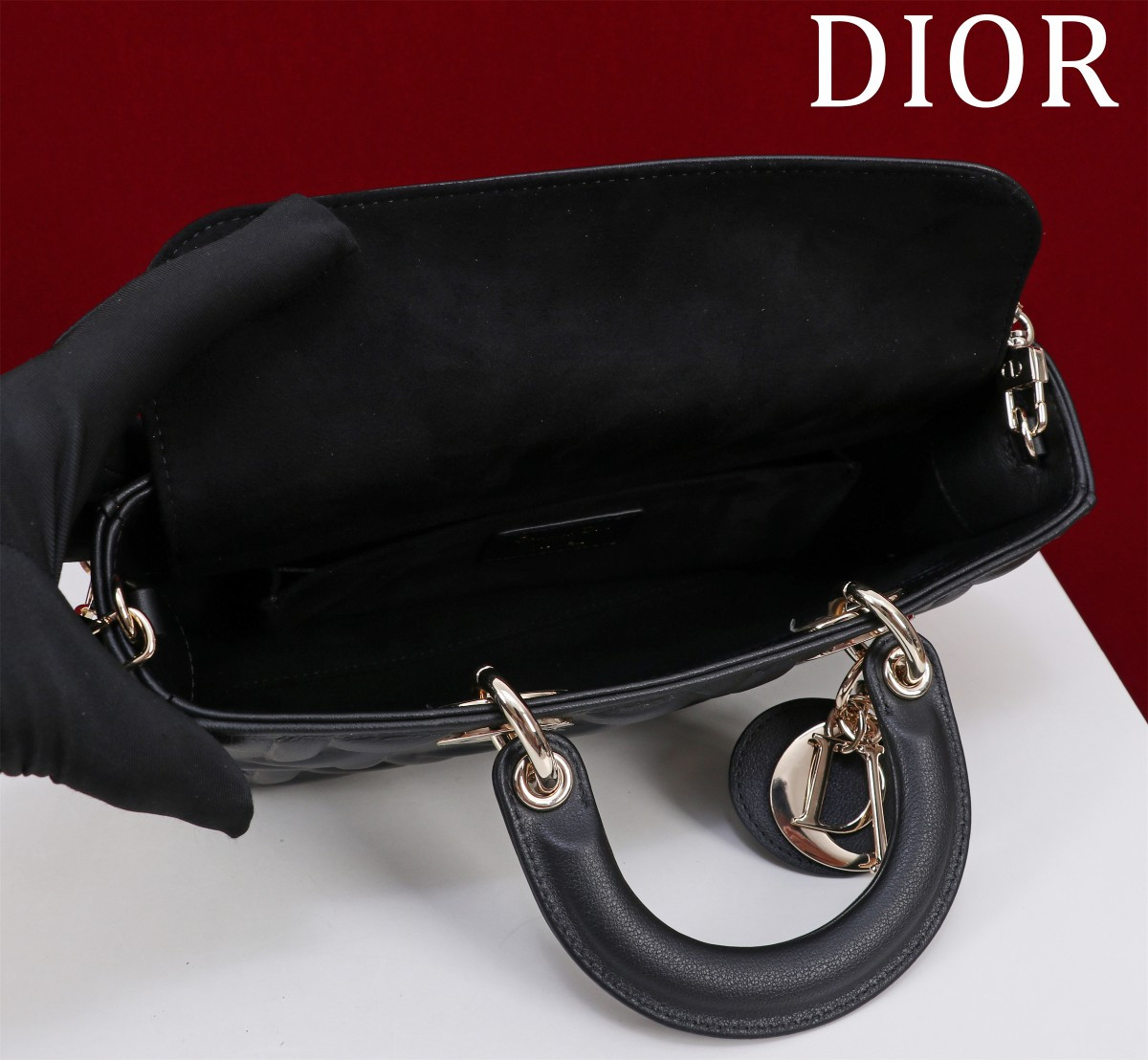 D*or medium lady d-joy bag latte graphic cannage 26 x 13.5 x 5 cm