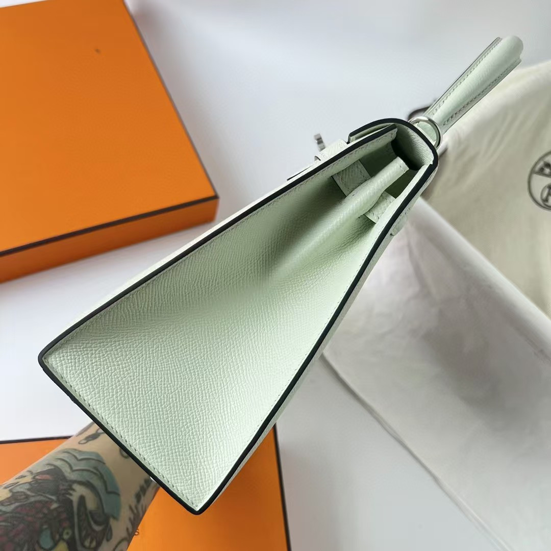 HERMÈS Kelly Silver-tone Hardware 25