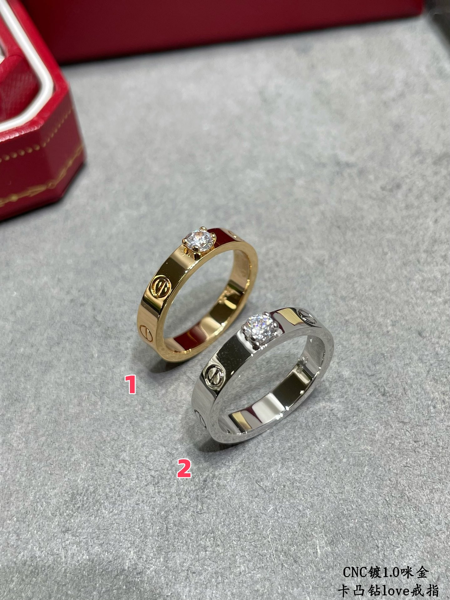 ca*t*er convex Di*m*nd love stud ring