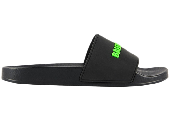 Balenciga Pool Slide Black Fluo Green