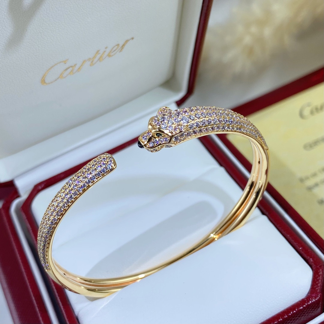ca*t*er hand-set Di*m*nd thin half Di*m*nd leopard bracelet