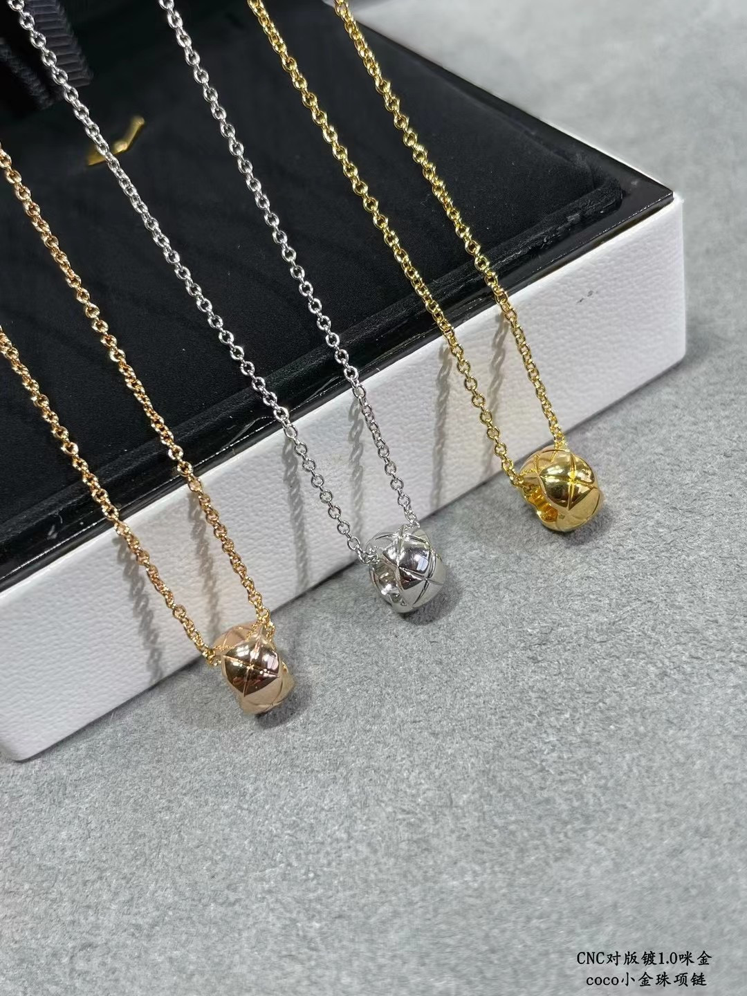 Ch*el small gold beads necklace
