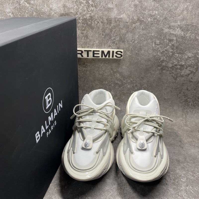 Balmain Neoprene and calfskin Unicorn low-top sneakers