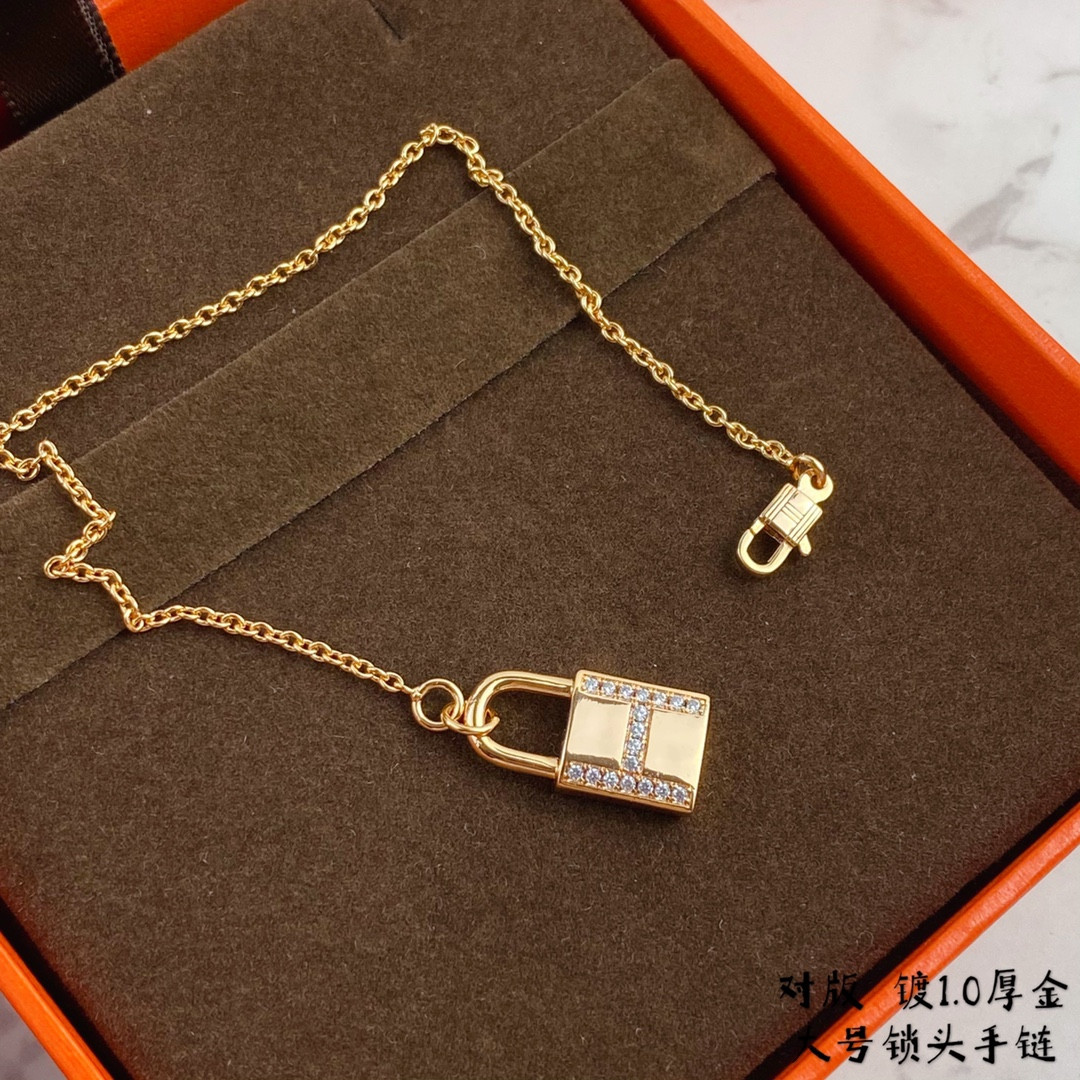 H**mes large padlock bracelet