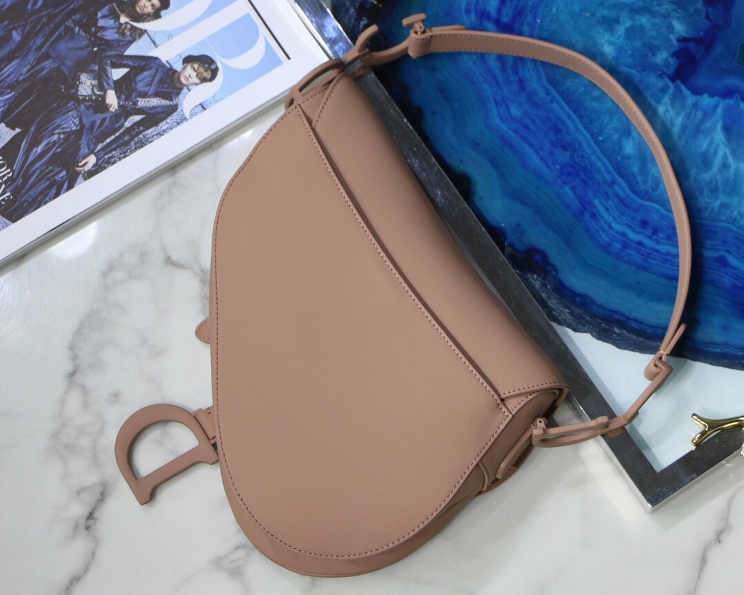 D*or saddle bag antique pink smooth calfskin 25.5x20x6.5cm