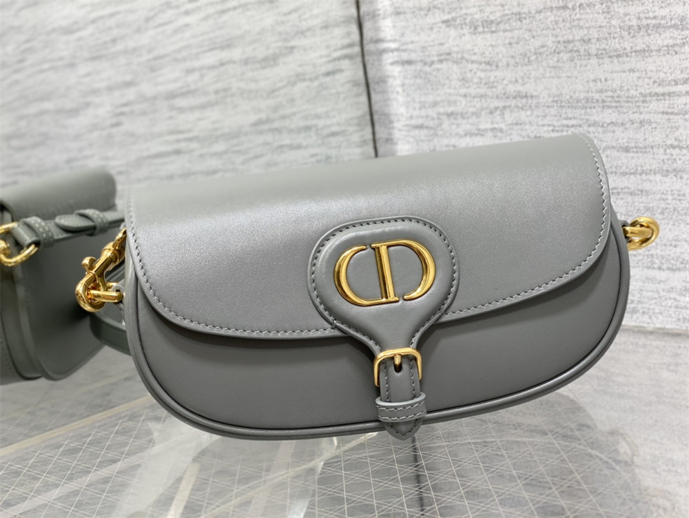 D*or bobby east-west bag latte box calfskin grey