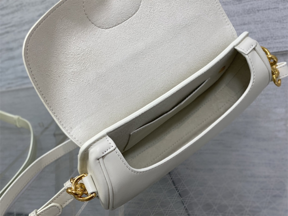 D*or bobby east-west bag latte box calfskin white