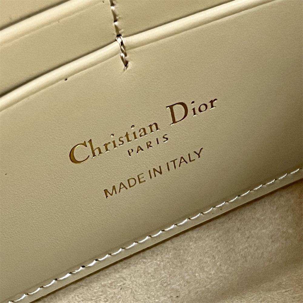 D*or bobby east-west pouch with chain latte smooth calfskin apricot