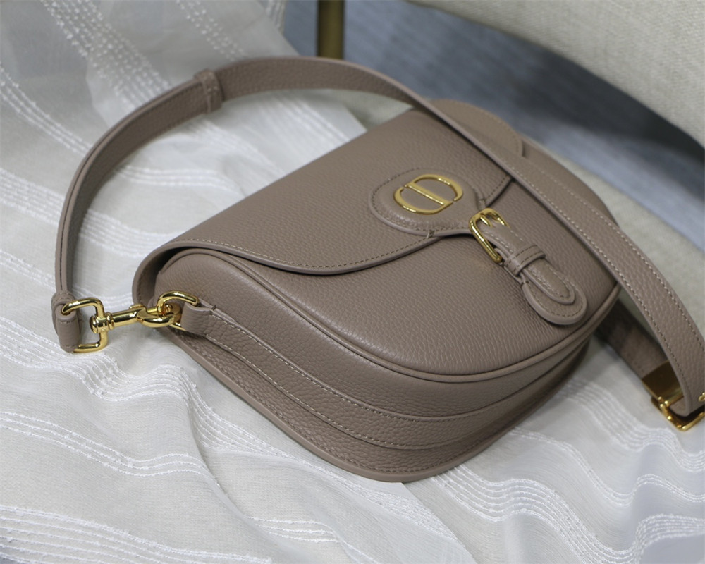 medium D*or bobby bag grey grained calfskin