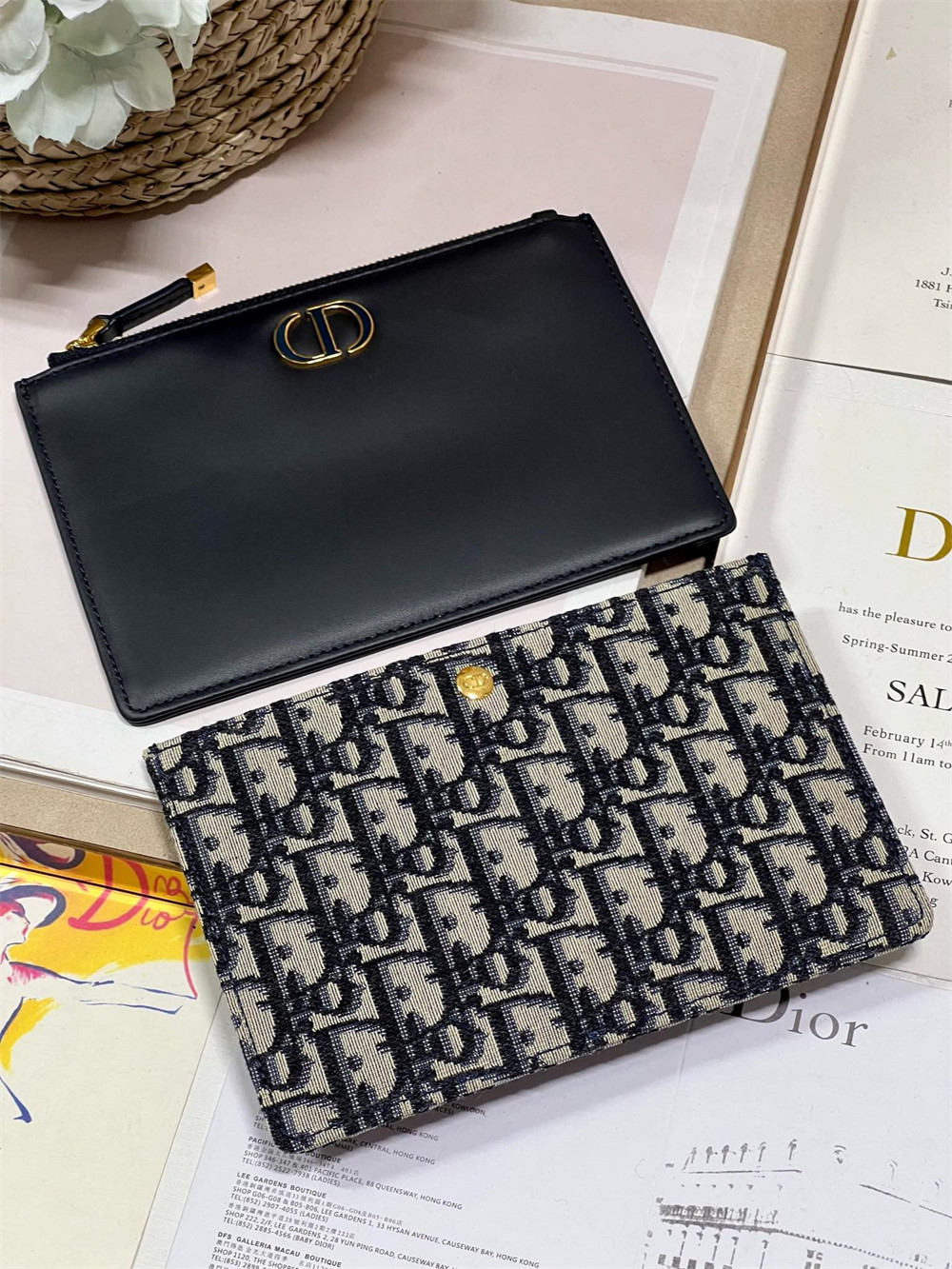 D*or 30 montaigne avenue bag blue D*or oblique jacquard 22.5 x 12.5 x 6.5 cm