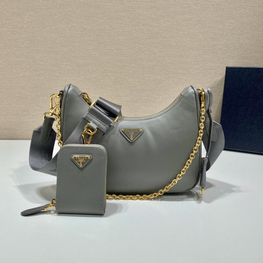 Pra*a re-edition 2005 saffiano leather bag grey