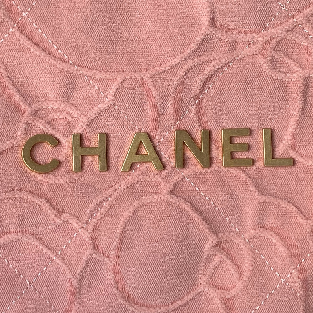 Ch*el 22 handbag velvet pink 15.2×16.4×3.1 in