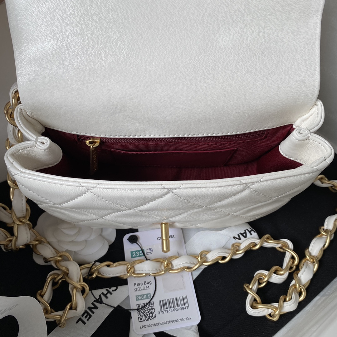Ch*el mini flap bag white 4.7 × 7.8 × 2.3 in