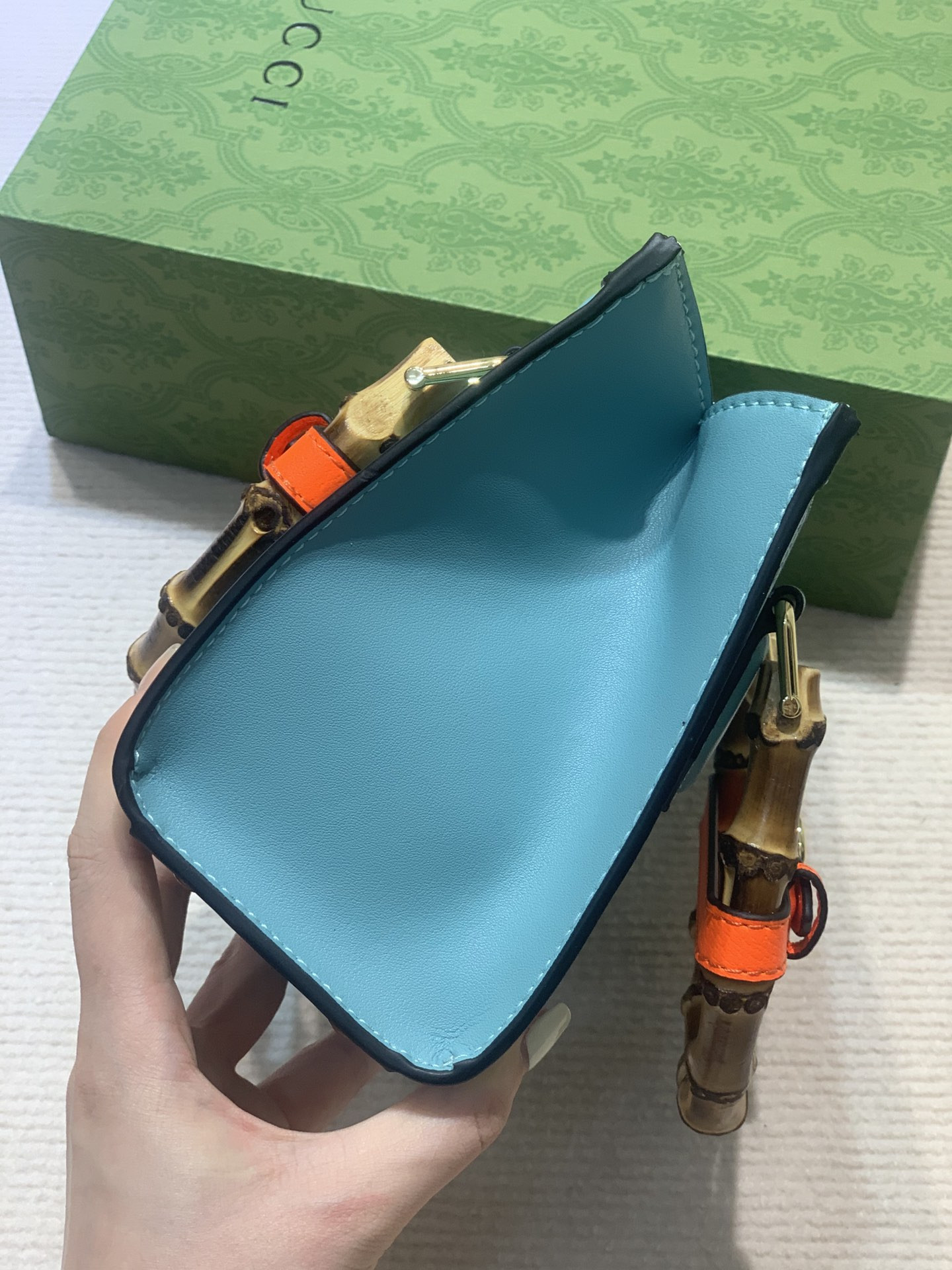 G*u*i diana mini tote bag blue 20w x 16h x 10d cm