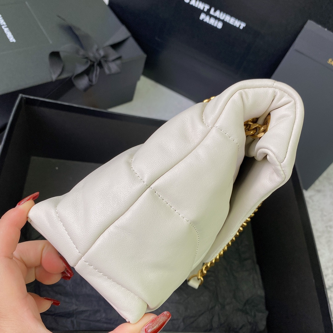 Y*L puffer small in nappa leather white 11.4 x 6.6 x 4.3 inches