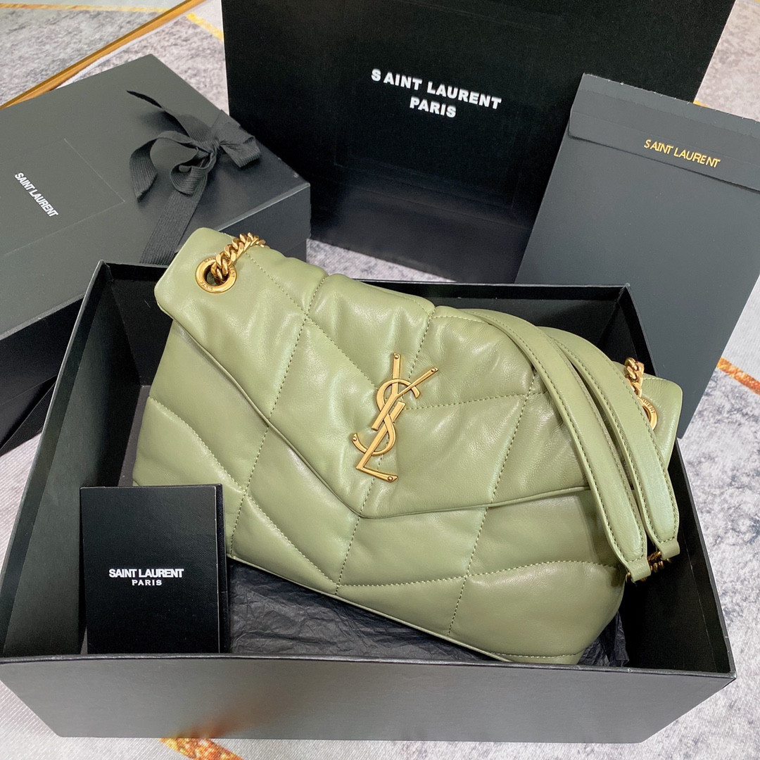 Y*L puffer small in nappa leather green 11.4 x 6.6 x 4.3 inches