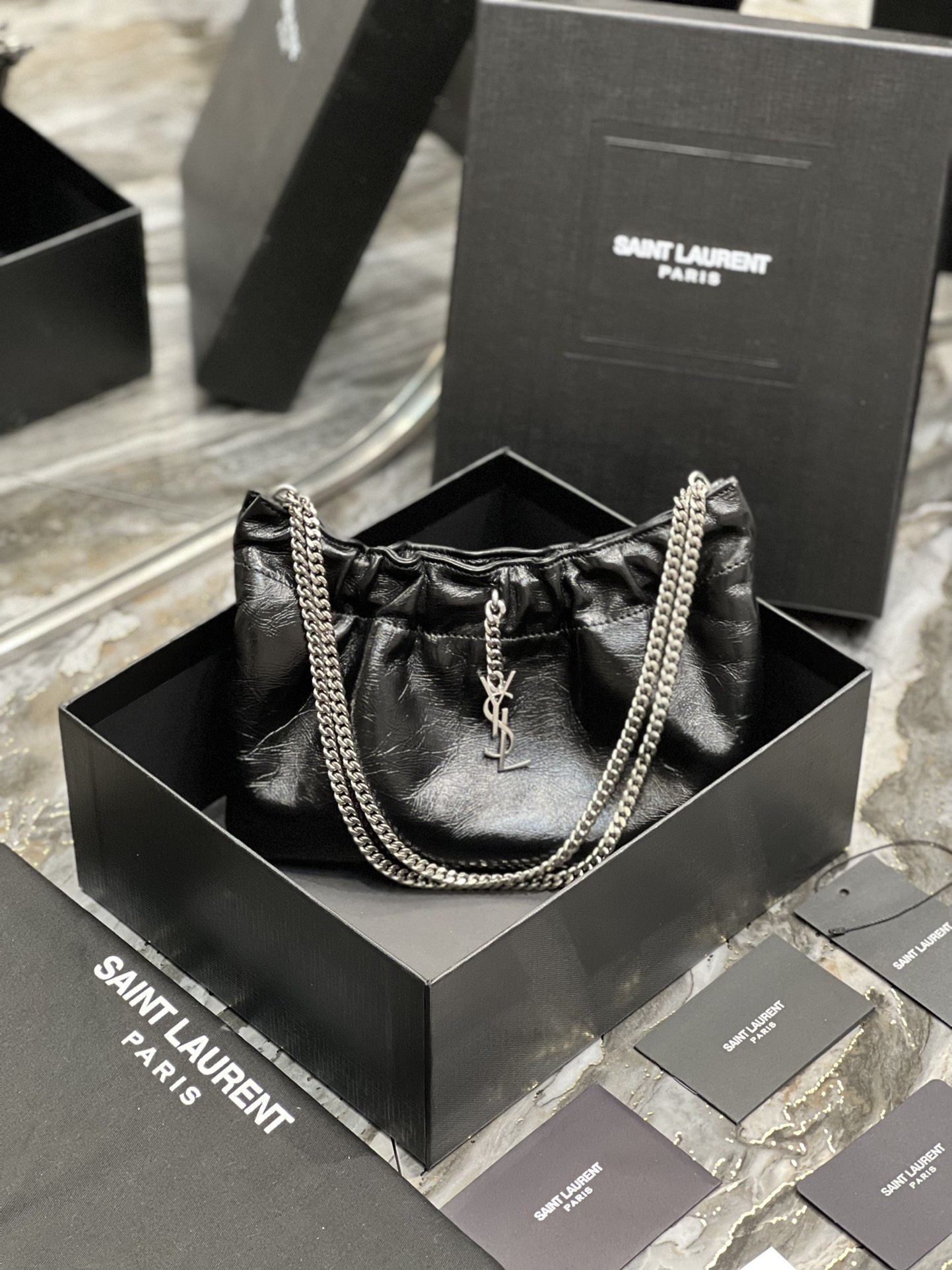 Y*L mini leather shoulder bag black 24x14x4 cm