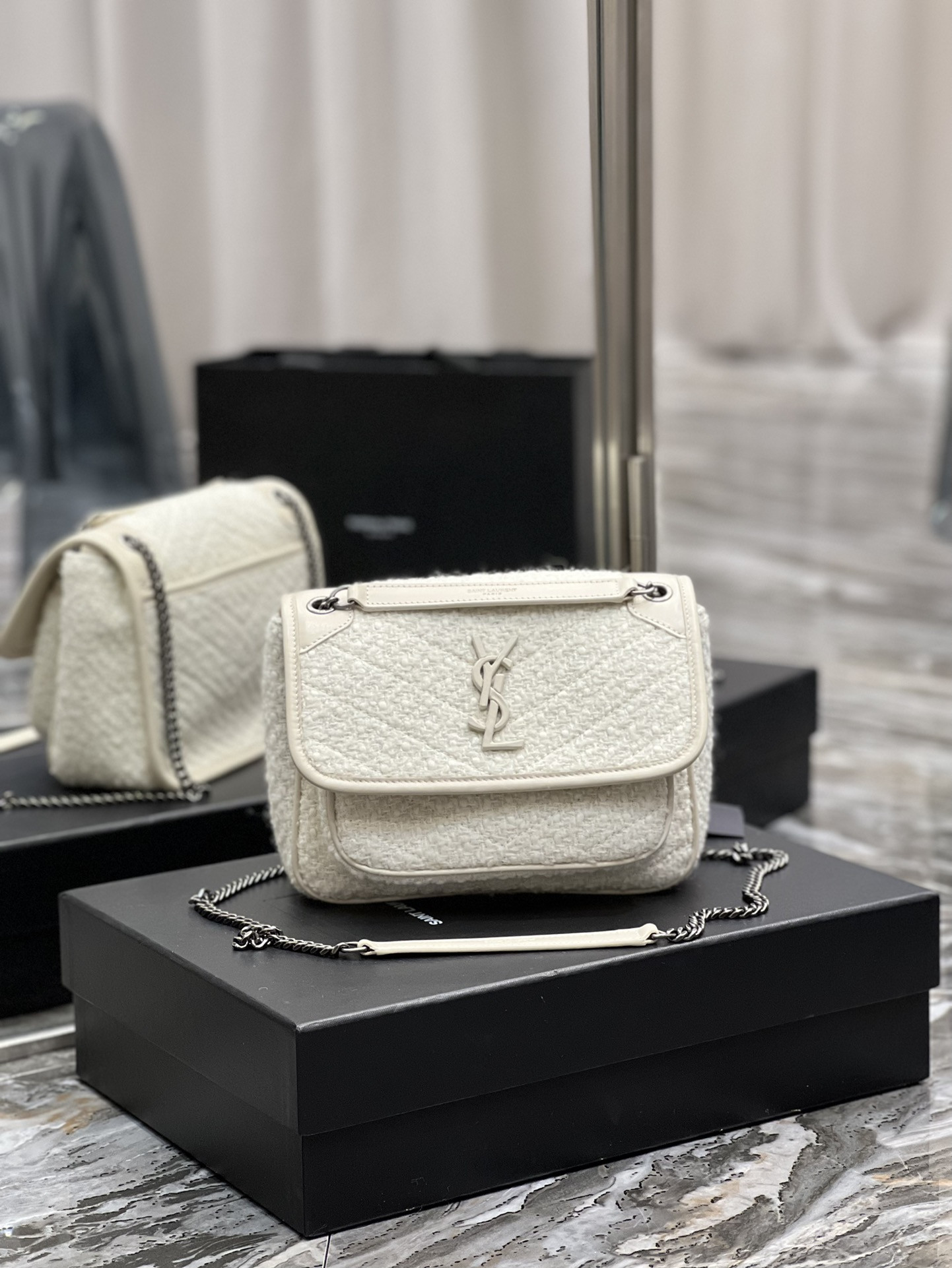 Y*L niki medium in white 11 x 7.8 x 3.3 inches