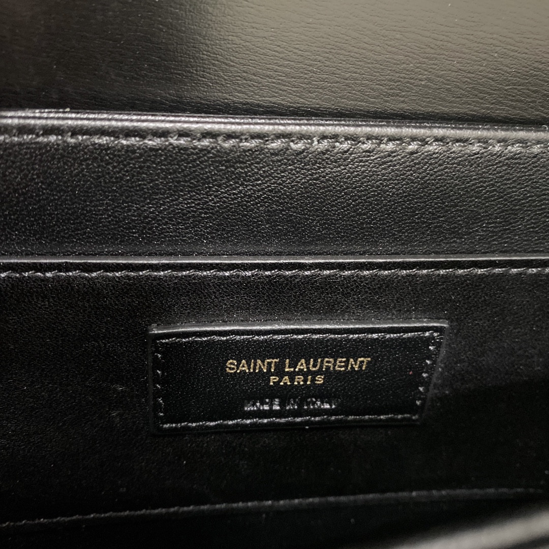 y*l solferino small satchel in box Sa**t Lau*nt black 7.4 x 5.1 x 1.9 inches