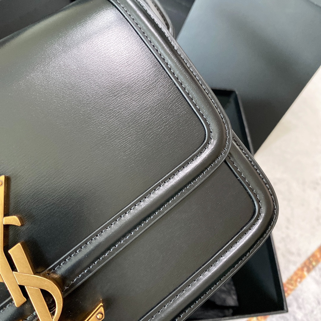 y*l solferino medium satchel in box Sa**t Lau*nt black 9.1 x 6.3 x 2.4 inches