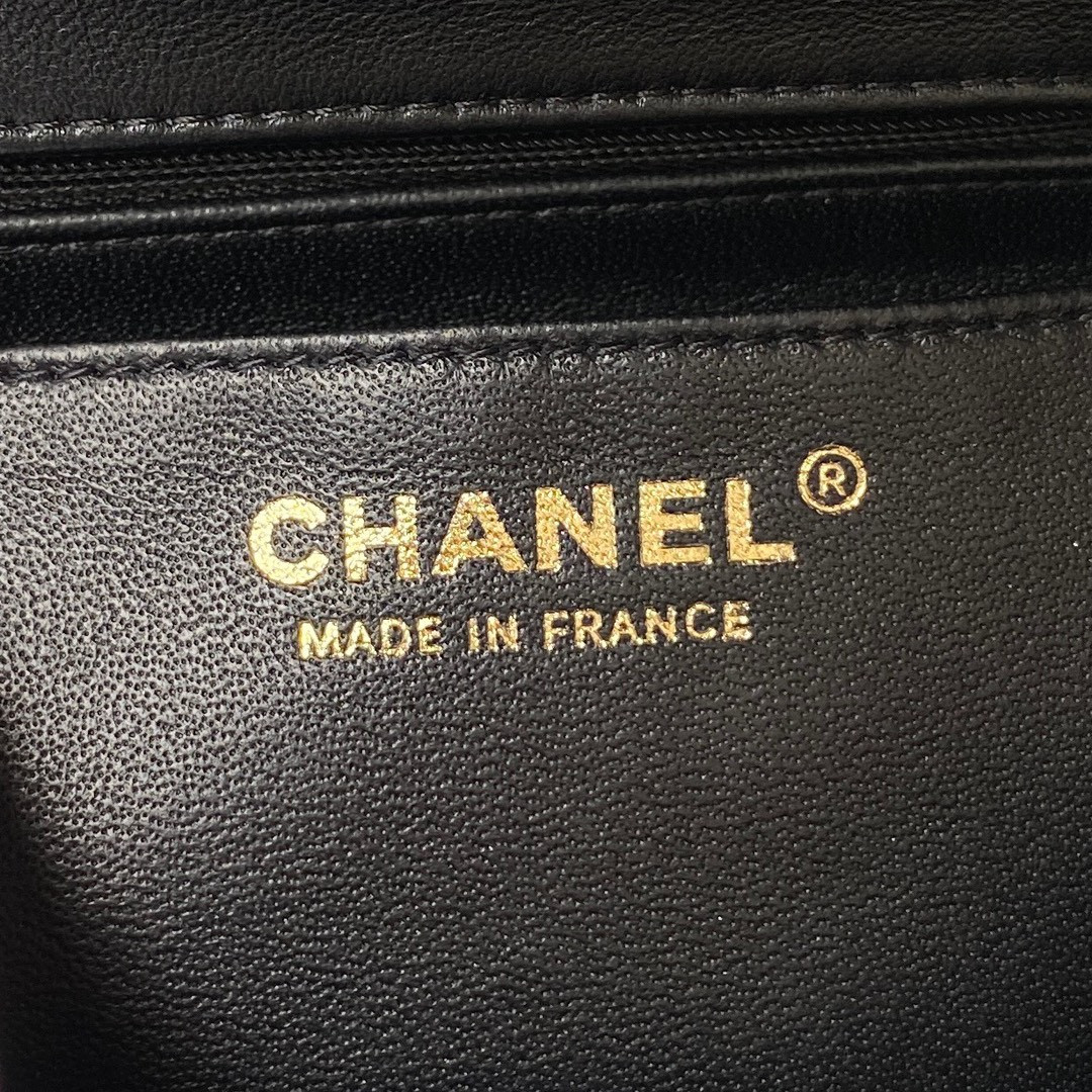 Ch*el mini classic handbag with top handle 12 × 20 × 6 cm