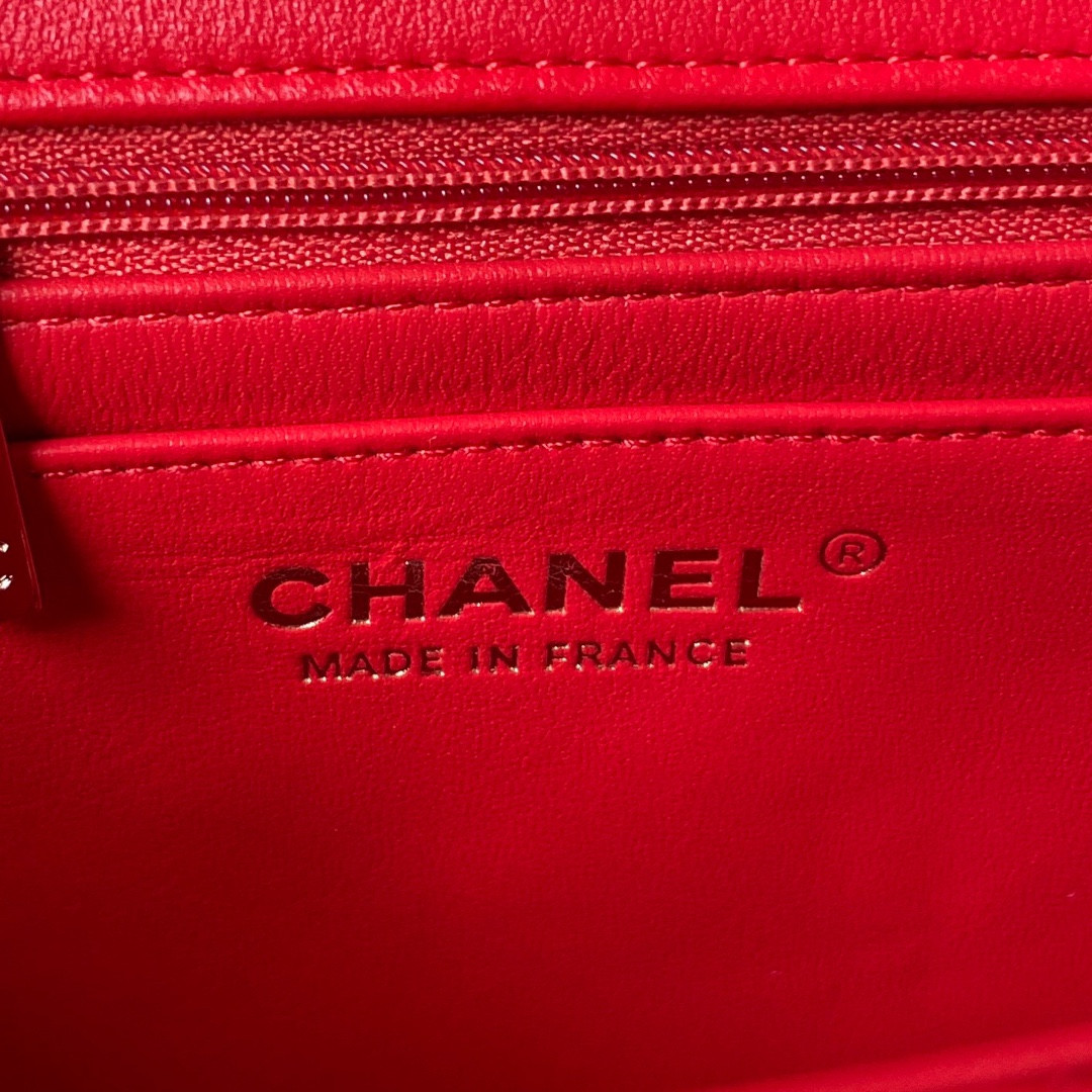 Ch*el mini classic handbag with top handle 12 × 20 × 6 cm