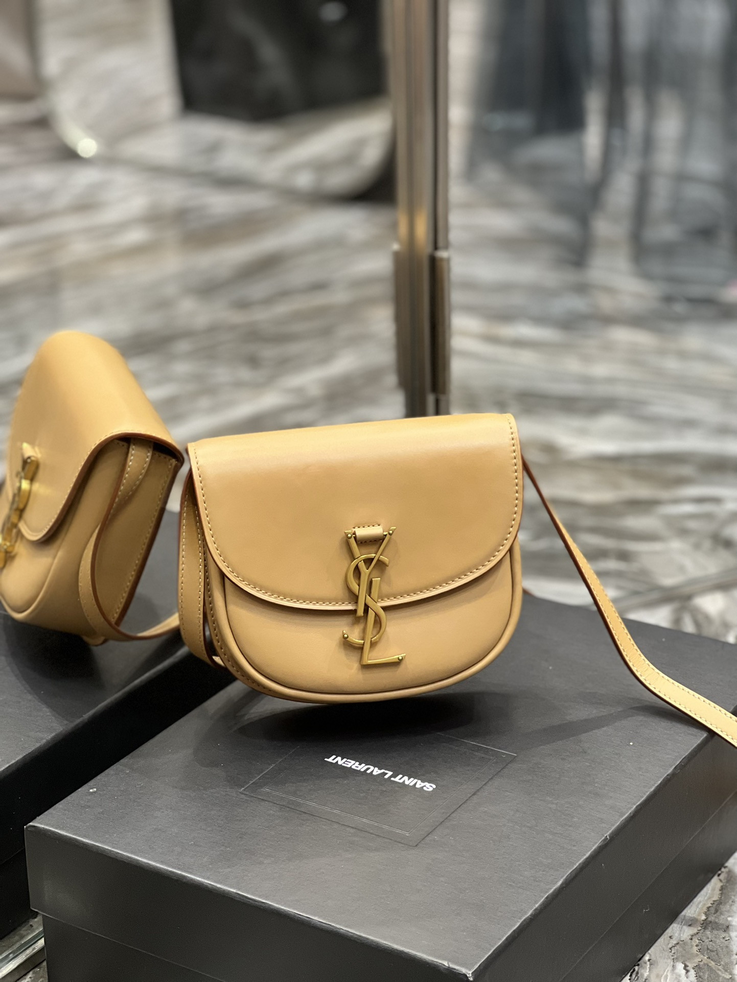 Y*L kaia small satchel in smooth leather 7.2 x 6.1 x 2.1 inches
