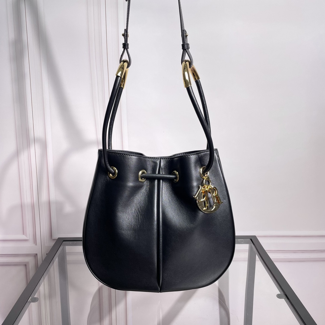 medium D*or nolita bag  black calfskin 11 x 10 x 2 inches