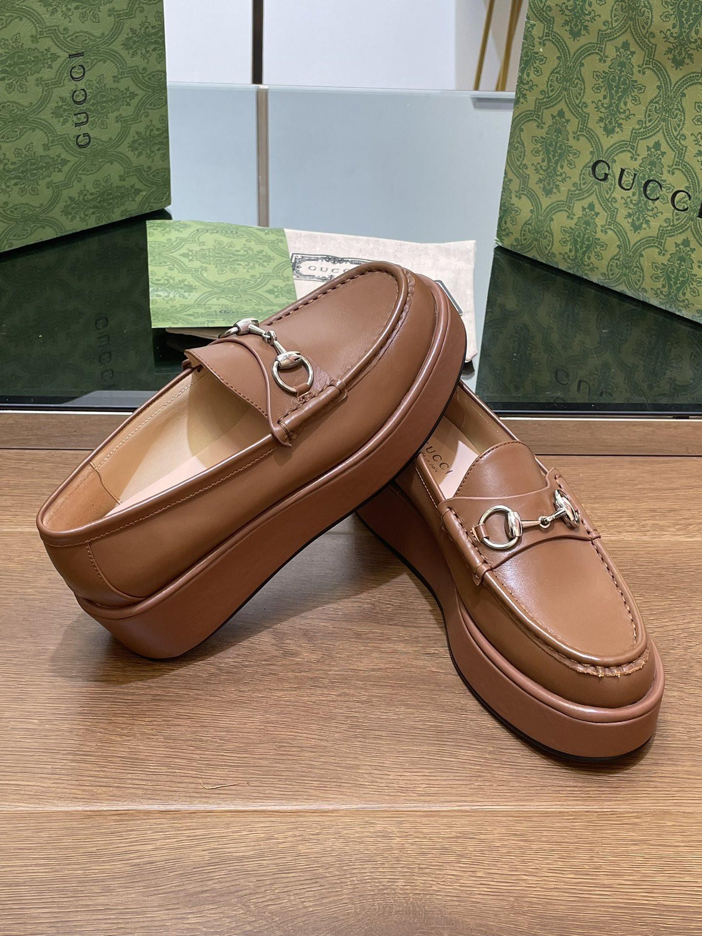 ua G*u*i horsebit wedge loafer