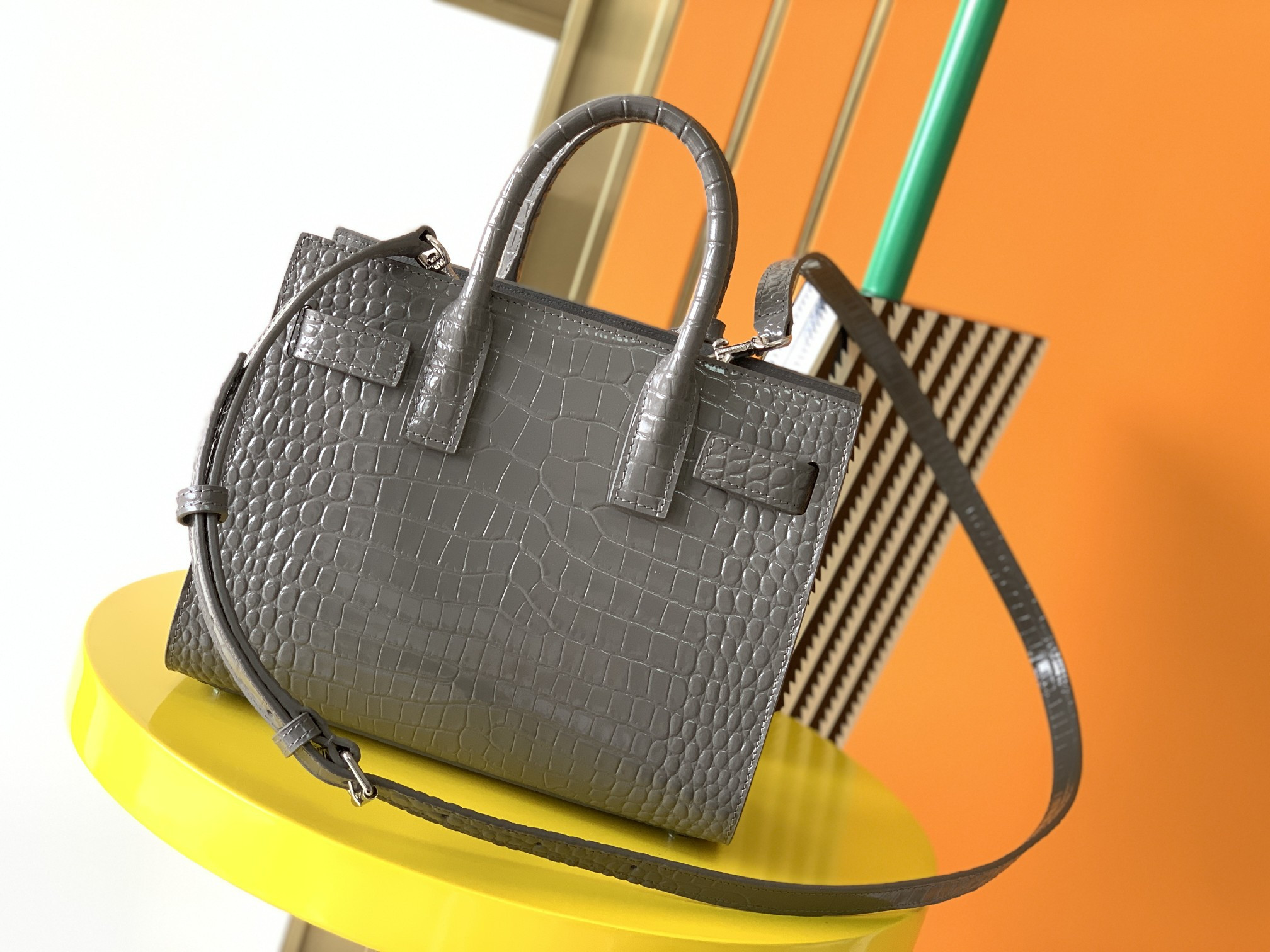 Y*L sac de jour in crocodile embossed leather - nano 22x18x10.5cm