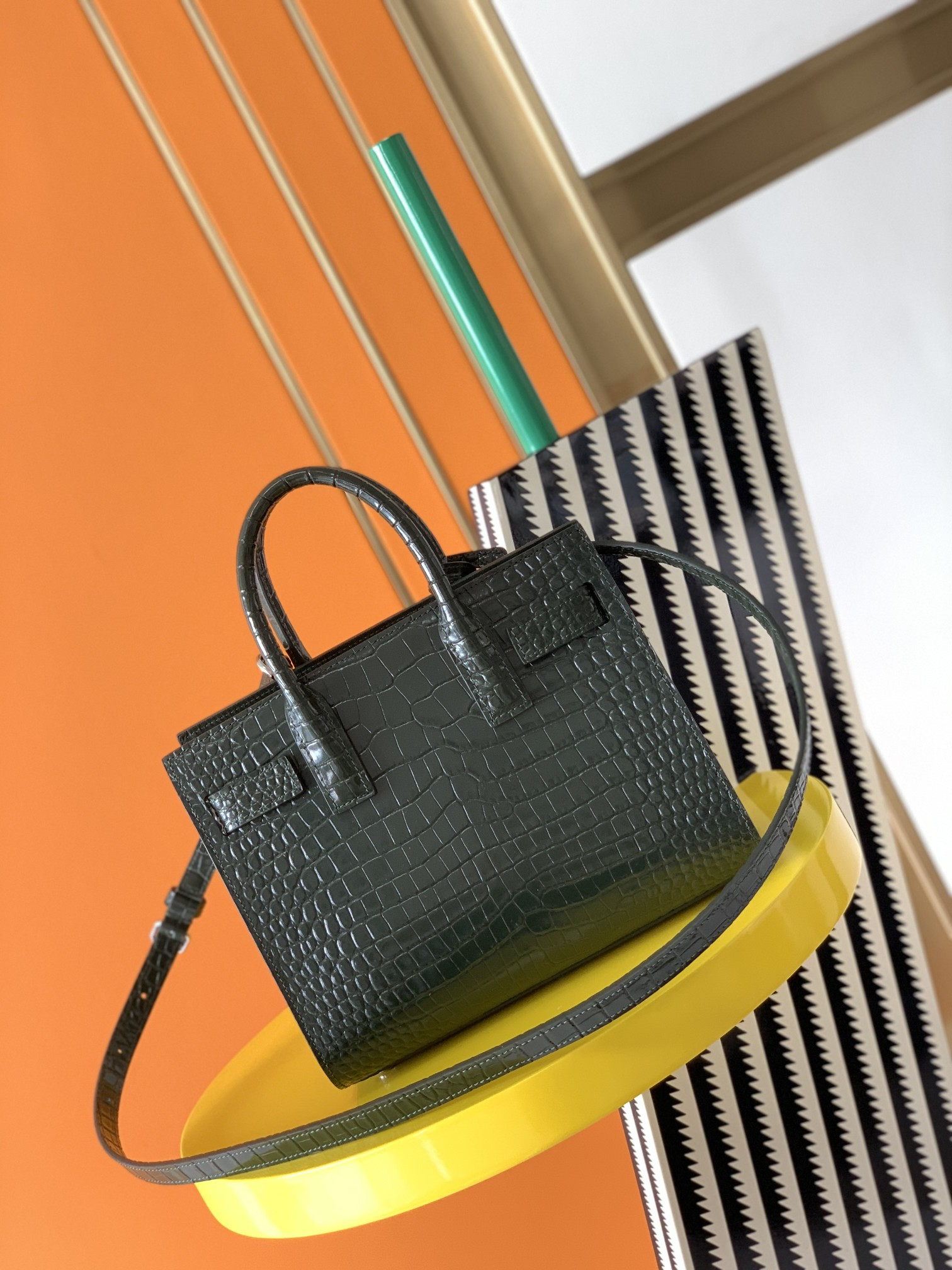 Y*L sac de jour in crocodile embossed leather - nano 22x18x10.5cm