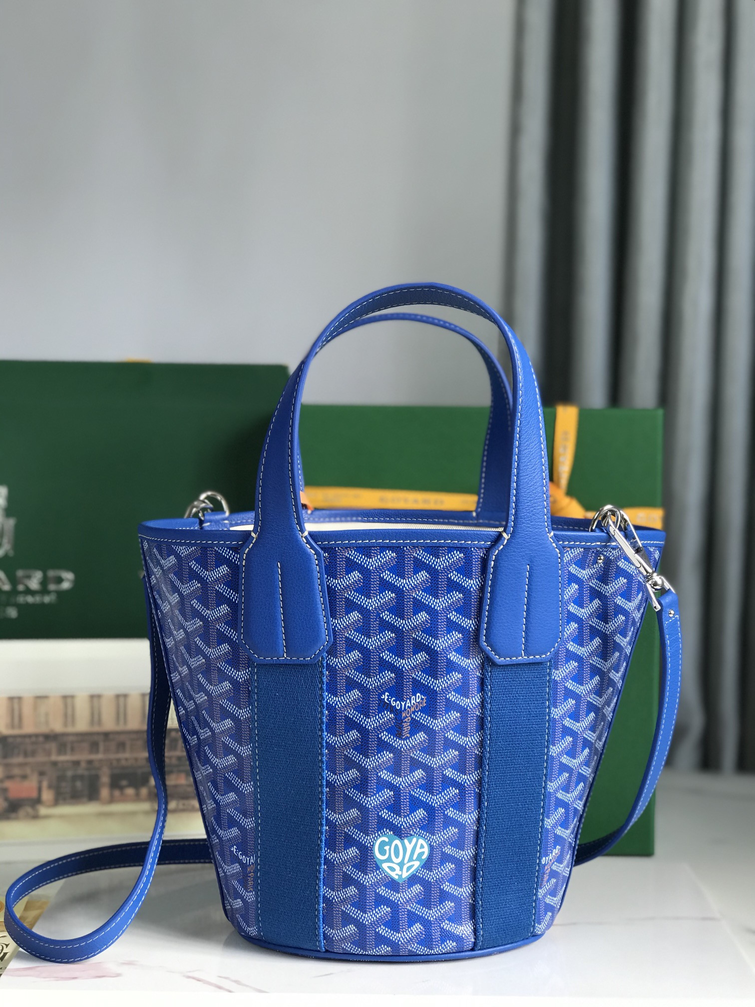 Go*ard Go*ardine belharra pm coral tote palladium hardware 18x14x23cm