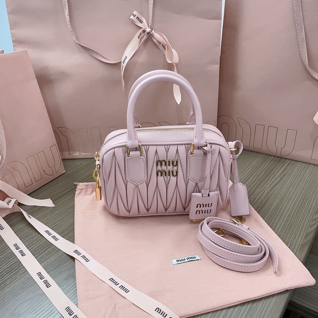 Miu Miu Arcadie matelassé nappa leather bag 13x19x6cm