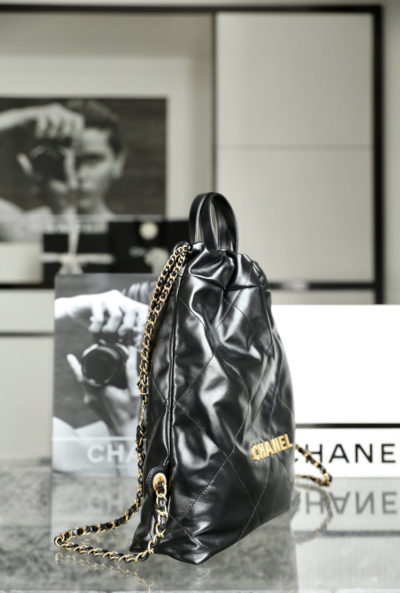 Ch*el 22 handbag calfskin 29x34x10.5cm