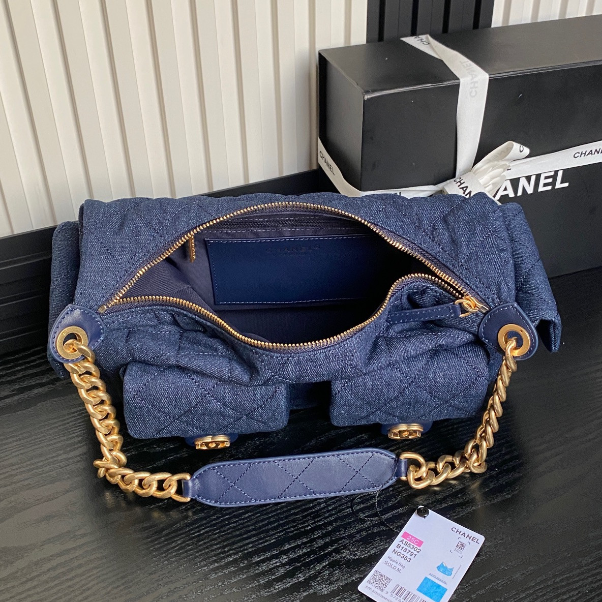 Ch*el 25c maxi hobo bag 27×35×18cm