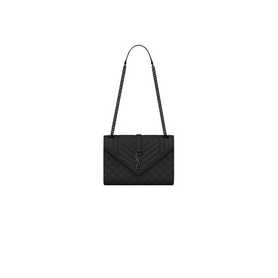 YSL ENVELOPE MEDIUM IN QUILTED GRAIN DE POUDRE EMBOSSED LEATHER